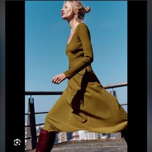 Zara Olive Green Midi Dress